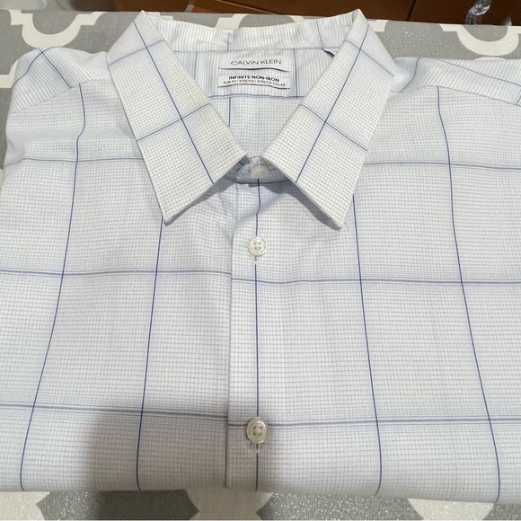 Calvin Klein Blue Casual Button Down Shirt Infinite Non Iron 4XL 34/35 - Picture 12 of 14